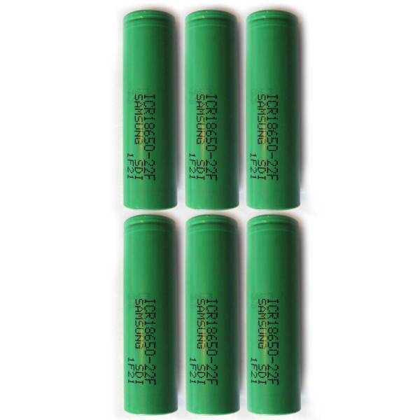 Lithium Ion SAMSUNG Rechargeable Battery Model ICR18650-22F Capacity 2200 mAh، باتری لیتیم یون سامسونگ قابل شارژ مدلICR18650-22F ظرفیت 2200 میلی آمپر بسته 6 تایی