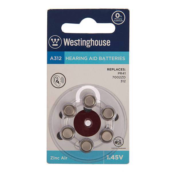 Westinghouse A312 Hearing Aid Battery، باتری سمعک وستینگ هاوس مدل A312