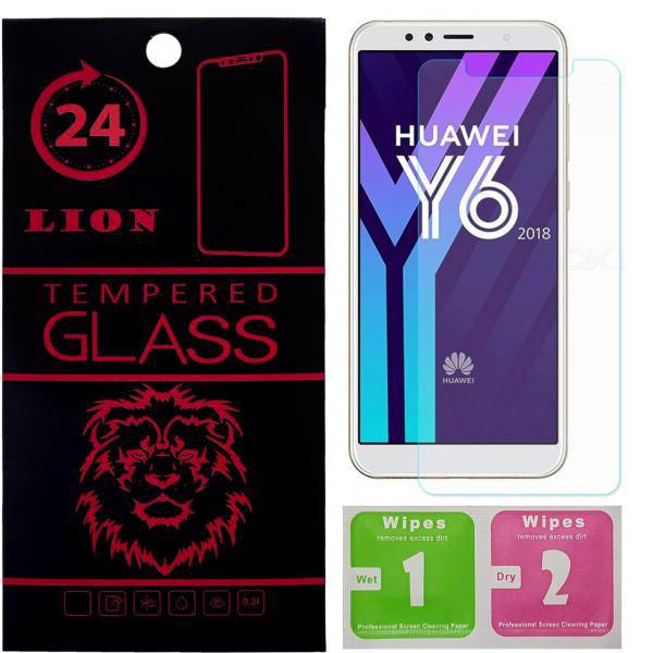 LION 2.5D Full Glass Screen Protector For Huawei Y6 2018، محافظ صفحه نمایش شیشه ای لاین مدل 2.5D مناسب برای گوشی هوآوی Y6 2018