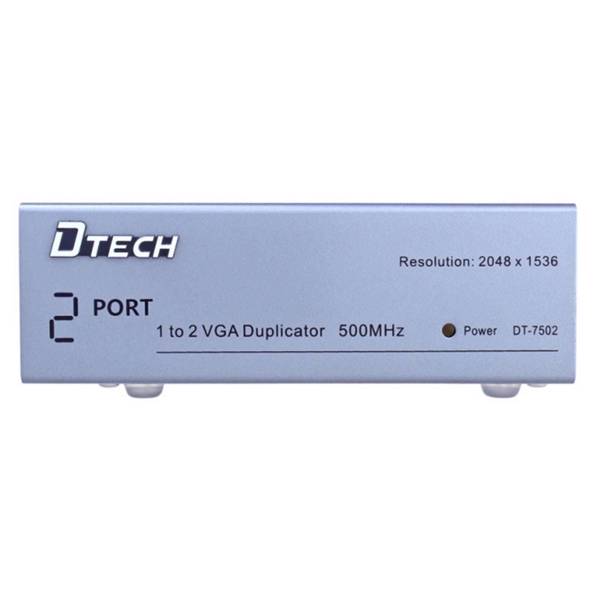 Dtech DT-7502 1 to 2 VGA Splitter، اسپلیتر VGA یک به دو پورت دیتک مدل DT-7502