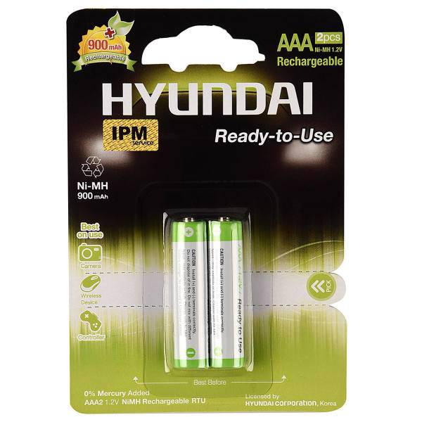 Hyundai NI-MH Rechargeable AAA Battery Pack Of 2، باتری نیم قلمی قابل شارژ هیوندای مدل NI-MH بسته 2 عددی