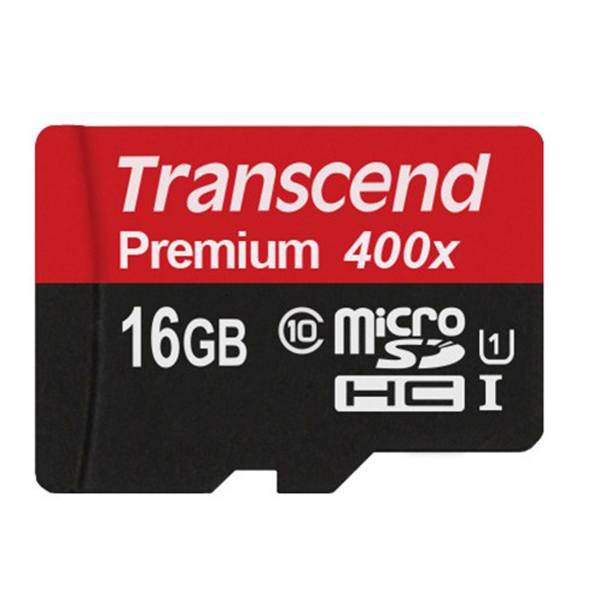 Transcend Premium UHS-I U1 Class 10 60MBps 400X microSDHC - 16GB، کارت حافظه microSDHC ترنسند مدل Premium کلاس 10 استاندارد UHS-I U1 سرعت 60MBps 400X ظرفیت 16 گیگابایت