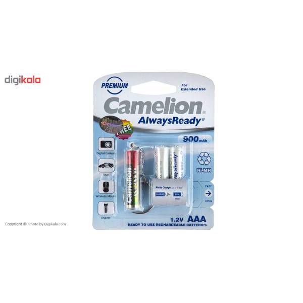 Camelion Rechargeable Always Ready AAA Battery Pack Of 2 With Torch، باتری نیم قلمی قابل شارژ کملیون مدل Always Ready بسته 2 عددی بهمراه چراغ قوه LED