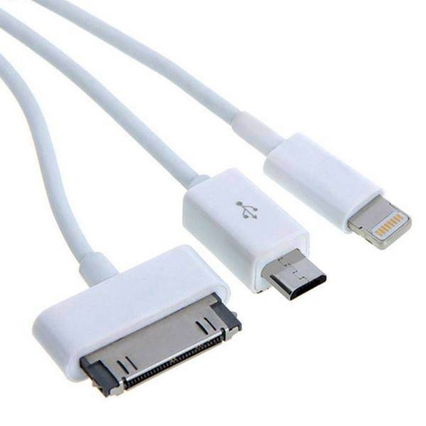 HI-SPEED Three In One USB To microUSB/Lightning/30-Pin Cable 0.5m، کابل تبدیل USB به 30-پین/microUSB/لایتنینگ های اسپید مدل Three In One طول 0.5 متر