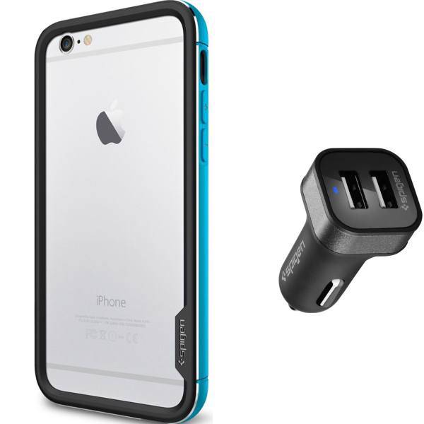 Spigen Mobile Cover And Charger Bundle No 3 For Apple iPhone 6، مجموعه کاور و شارژر فندکی اسپیگن شماره 3 مناسب برای گوشی موبایل آیفون 6