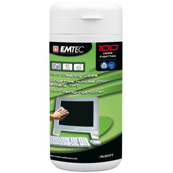 Emtec EKNLINTFT Wet Wipes For LCD screen Pack Of 100، دستمال مرطوب تمیز کننده LCD امتک مدل EKNLINTFT بسته 100 عددی