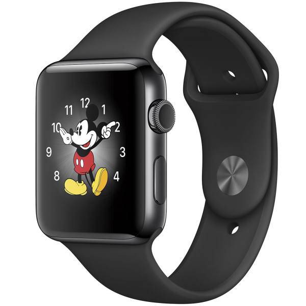 Apple Watch Series 2 42mm Space Black Steel Case with Black Sport Band، ساعت هوشمند اپل واچ سری 2 مدل 42mm Space Black Steel Case with Black Sport Band
