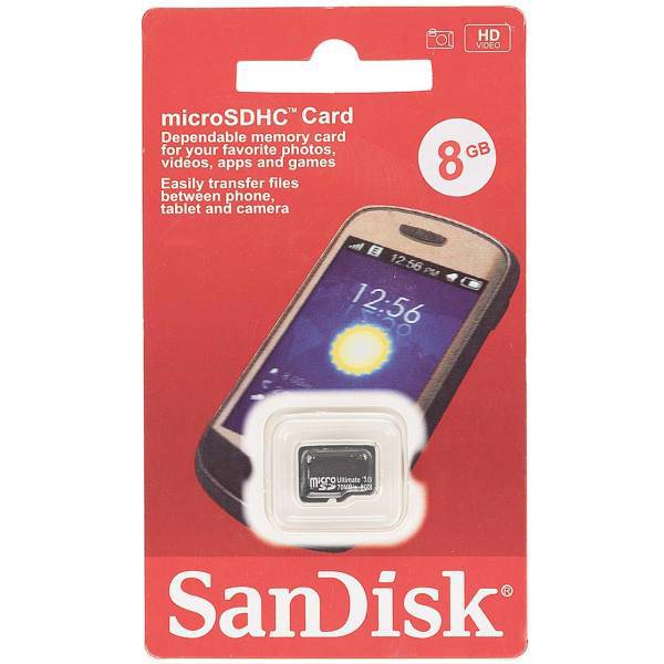 SanDisk Ultimate 70MBps microSDHC - 8GB، کارت حافظه‌ microSDHC سن دیسک مدل Ultimate سرعت 70MBps ظرفیت 8 گیگابایت