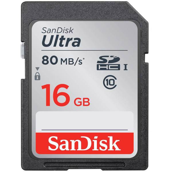 SanDisk Ultra UHS-I U1 Class 10 533X 80MBps SDHC - 16GB، کارت حافظه SDHC سن دیسک مدل Ultra کلاس 10 استاندارد UHS-I U1 سرعت 533X 80MBps ظرفیت 16 گیگابایت