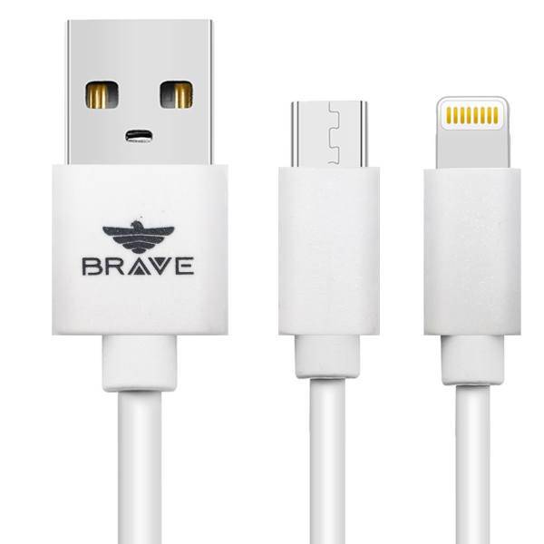 Brave BCD-402 USB To microUSB And Lightning Cable 1m، کابل تبدیل USB به microUSB و لایتنینگ بریو مدل BCD-402 به طول 1 متر
