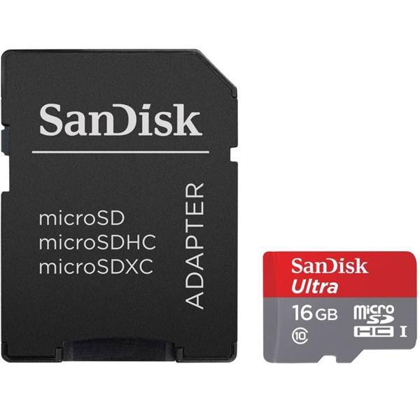 SanDisk Ultra UHS-I U1 Class 10 80MBps microSDHC With Adapter - 16GB، کارت حافظه microSDHC سن دیسک مدل Ultra کلاس 10 استاندارد UHS-I U1 سرعت 80MBps همراه با آداپتور SD ظرفیت 16 گیگابایت