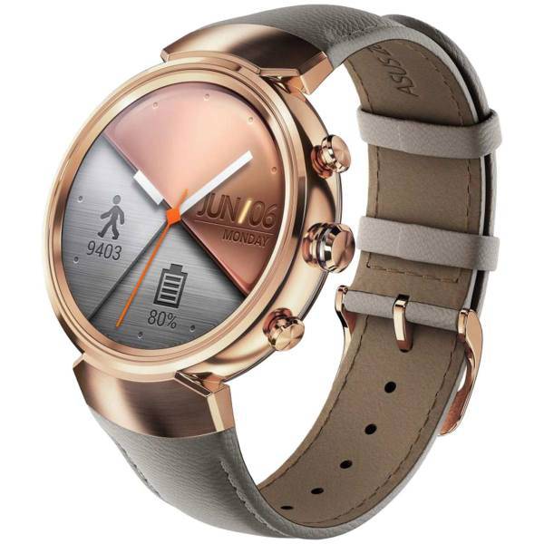 Asus Zenwatch 3 WI503Q Rose Gold With Beige Leather Band، ساعت هوشمند ایسوس زن واچ 3 مدل WI503Q Rose Gold With Beige Leather Band