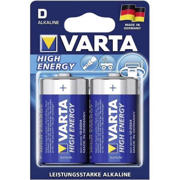 Varta High Energy Alkaline LR20 D Batteryack of 2، باتری D وارتا مدل High Energy Alkaline LR20 بسته 2 عددی