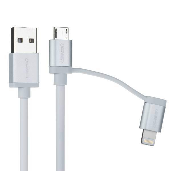 UGreen 20749 USB To microUSB/Lightning Cable 1.5m، کابل تبدیل USB به microUSB/لایتنینگ یوگرین مدل 20749 طول 1.5 متر