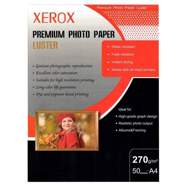 Xerox Luster Photo Paper A4 Pack Of 50، کاغذ عکس زیراکس مدل Luster سایز A4 بسته 50 عددی