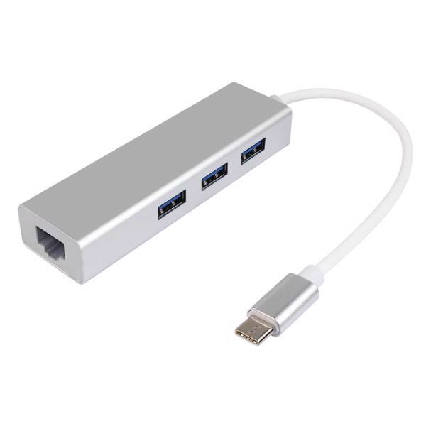 Gigabit USB-C to USB 3.0/RJ45 3PORT HUB Adapter، هاب USB-C به USB 3.0/ Ethernet سه پورت مدل Gigabit