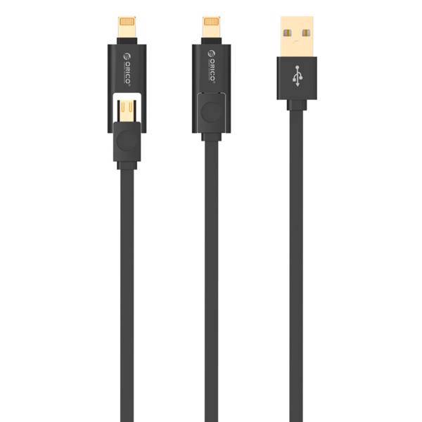 Orico LTE-10 Flat Lightning And MicroUSB To USB Cable 1m، کابل تبدیل USB به microUSB و لایتنینگ اوریکو مدل LTE-10 به طول 1 متر
