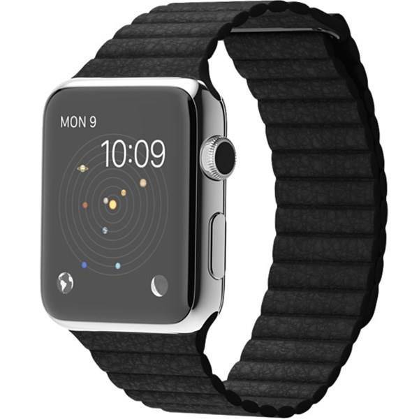 Apple Watch 42mm Stainless Steel Case with Black Leather Loop، ساعت مچی هوشمند اپل واچ مدل 42mm Stainless Steel Case with Black Leather Loop