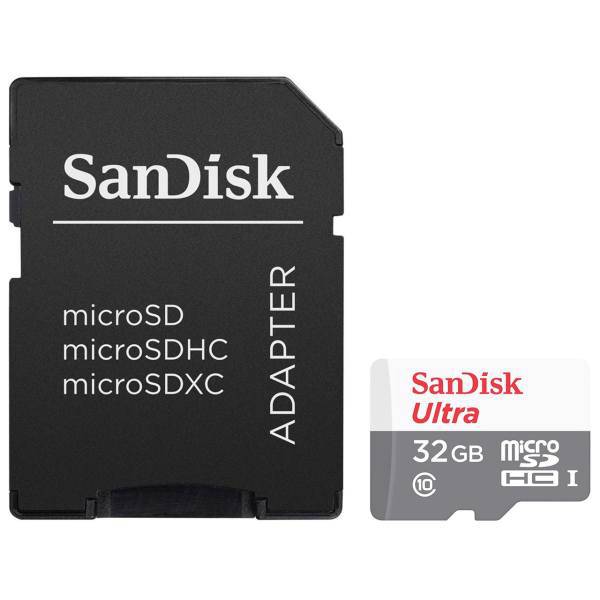 SanDisk Ultra UHS-I U1 Class 10 48MBps 320X microSDHC With Adapter - 32GB، کارت حافظه microSDHC سن دیسک مدل Ultra کلاس 10 استاندارد UHS-I U1 سرعت 48MBps 320X همراه با آداپتور SD ظرفیت 32 گیگابایت