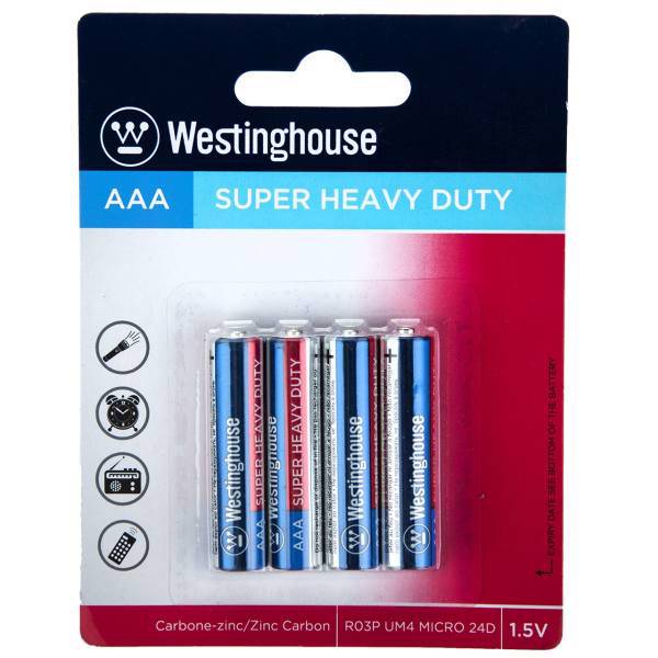 WestinghouseSuper Heavy Duty AAA Battery Pack of 4، باتری نیم‌قلمی وستینگ هاوس مدل Super Heavy Duty بسته‌ی 4 عددی