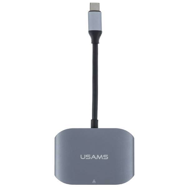 Usams US-SJ146 USB-C To RJ45/USB 3.0 Converter، مبدل USB-C به RJ45/USB 3.0 یوسمز مدل US-SJ146