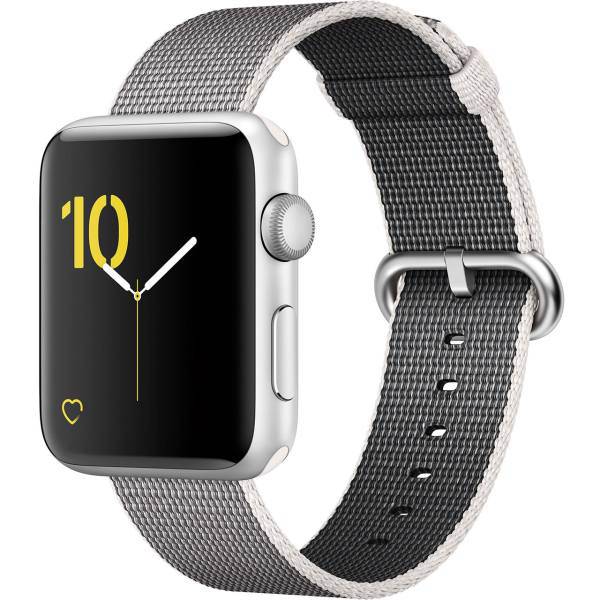 Apple Watch Series 2 42mm Silver Aluminum Case with Pearl Woven Nylon، ساعت هوشمند اپل واچ سری 2 مدل 42mm Silver Aluminum Case with Pearl Woven Nylon