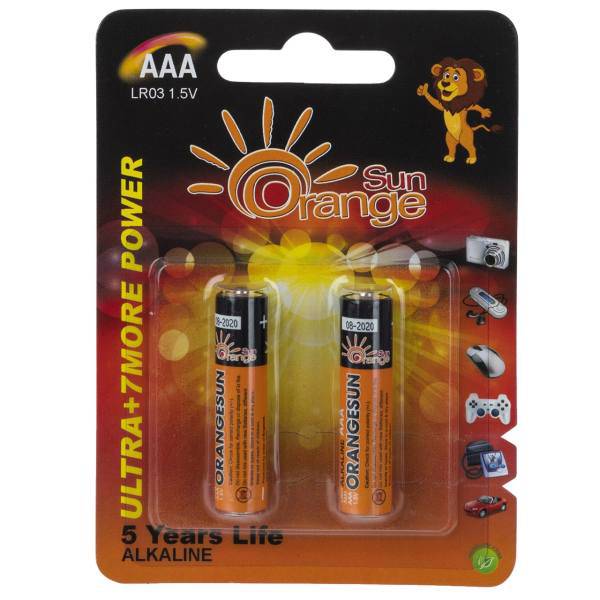 Orangsun Ultra Alkaline AAA Battery Pack of 2، باتری نیم قلمی اورنج سان مدل Ultra Alkaline بسته 2 عددی