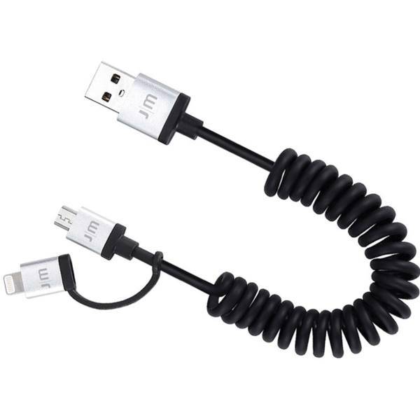 Just Mobile AluCable Duo Twist USB To microUSB And Lightning Cable 1.8m، کابل تبدیل USB به microUSB و لایتنینگ جاست موبایل مدل AluCable Duo Twist به طول 1.8 متر