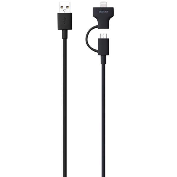 Ozaki Otool Combo OT225 USB To microUSB And Lightning Cable 1m، کابل تبدیل USB به microUSB و لایتنینگ اوزاکی مدل Otool Combo OT225 به طول 1 متر