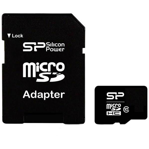 Silicon Power Class 10 microSDHC With Adapter 8GB، کارت حافظه microSDHC سیلیکون پاور کلاس 10 همراه با آداپتور SD ظرفیت 8 گیگابایت
