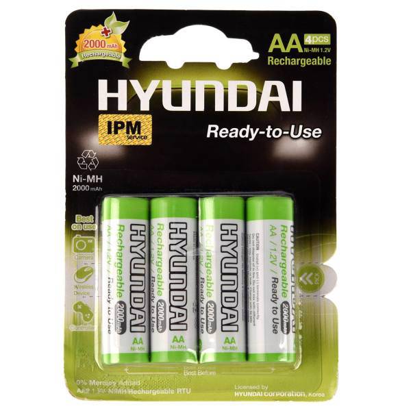 Hyundai NI-MH Rechargeable AA Battery Pack Of 4، باتری قلمی قابل شارژ هیوندای مدل NI-MH بسته 4 عددی