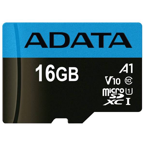 ADATA Premier V10 A1 UHS-I Class 10 100MBps microSDHC 16GB، کارت حافظه microSDHC ای دیتا مدل Premier V10 A1 کلاس 10 استاندارد UHS-I سرعت 100MBps ظرفیت 16 گیگابایت