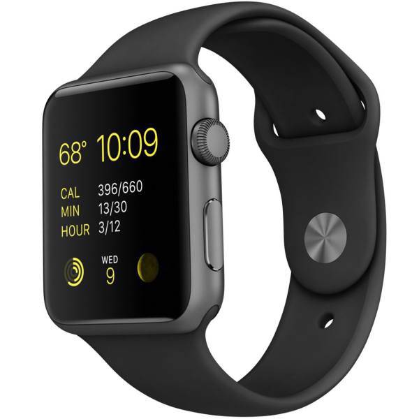 Apple Watch Series 1 42mm Space Gray Aluminum Case with Black Sport Band، ساعت هوشمند اپل واچ سری 1 مدل 42mm Space Gray Aluminum Case with Black Sport Band