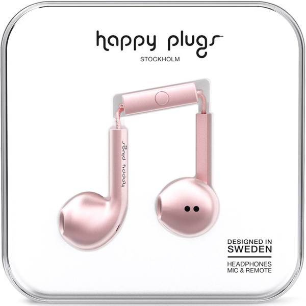 Happy Plugs Earbud Plus Pink Gold Headphones، هدفون هپی پلاگز مدل Earbud Plus Pink Gold