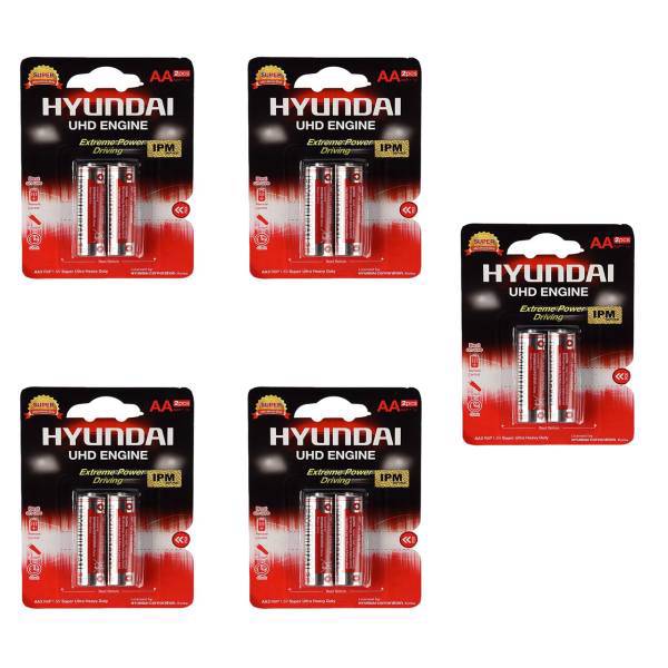 Hyundai Super Ultra Heavy Duty AA Battery Pack Of 10، باتری قلمی هیوندای مدل Super Ultra Heavy Duty بسته 10 عددی