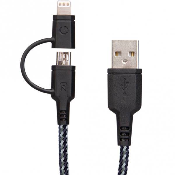 Energea Nylotough USB To Lightning And MicroUSB Cable 1.5m، کابل تبدیل USB به لایتنینگ و MicroUSB انرجیا مدل Nylotough به طول 1.5 متر