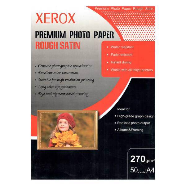 XEROX Rough Satin Premium Photo Paper A4 Pack Of 50، کاغذ عکس زیراکس مدل Rough Satin سایز A4 بسته 50 عددی