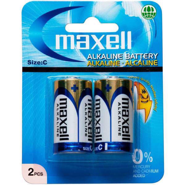 Maxell Alkaline C Battery Pack Of 2، باتری سایز متوسط مکسل مدل Alkaline بسته 2 عددی