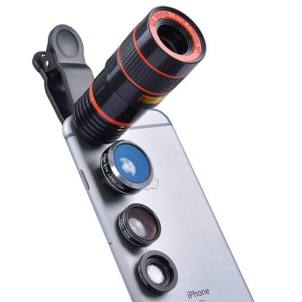 Mobile phone telephoto Lens Kit، لنز کلیپسی مدل Telephoto مجموعه ی ۴ عددی