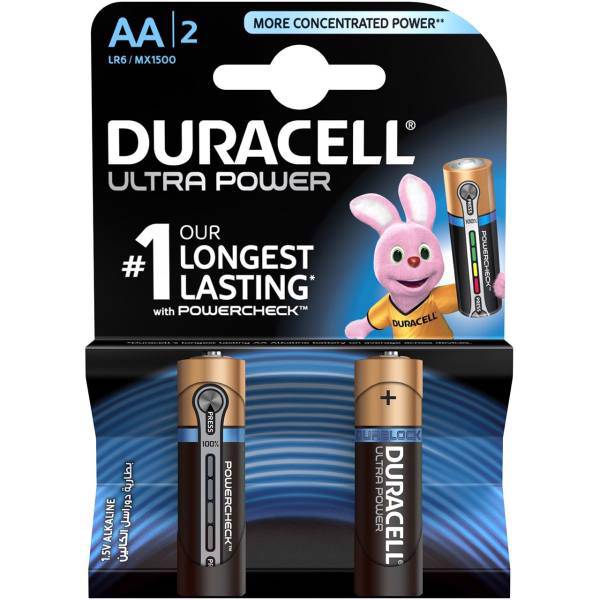 Duracell Ultra Power Duralock With Power Check AA Battery Pack Of 2، باتری قلمی دوراسل مدل Ultra Power Duralock With Power Check بسته 2 عددی