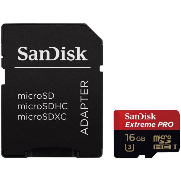 SanDisk Extreme Pro UHS-I U3 Class 10 95MBps 633X microSDHC With Adapter - 16GB، کارت حافظه microSDHC سن دیسک مدل Extreme Pro کلاس 10 استاندارد UHS-I U3 سرعت 633X 95MBps همراه با آداپتور SD ظرفیت 16 گیگابایت