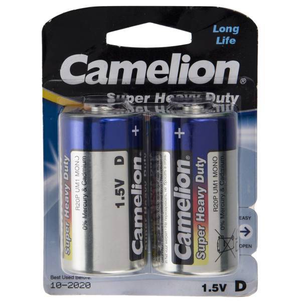 Camelion Super Heavy Duty D Batteryack of 2، باتری D کملیون مدل Super Heavy Duty بسته 2 عددی