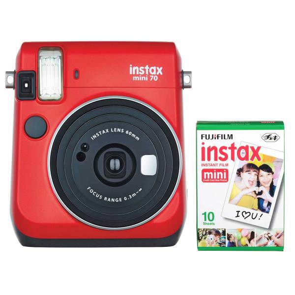 Fujifilm Instax mini 70 Instant Camera with Instax Mini Film 10 Sheet، دوربین عکاسی چاپ سریع فوجی فیلم مدل Instax mini 70 همراه با یک بسته فیلم 10 تایی