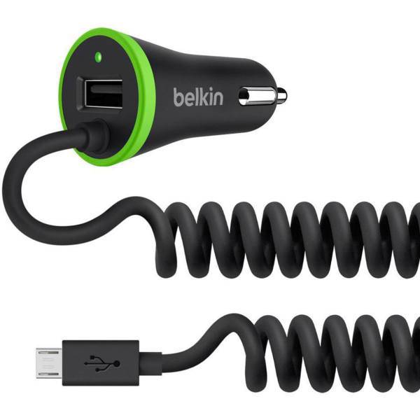 Belkin F8M890bt04 Car Charger With microUSB Cable، شارژر فندکی بلکین مدل F8M890bt04 همراه با کابل microUSB