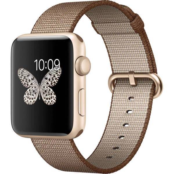 Apple Watch 2 42mm Gold Aluminum Case with Coffe Caramel Band، ساعت هوشمند اپل واچ 2 مدل 42mm Gold Aluminum Case with Coffe Caramel Band