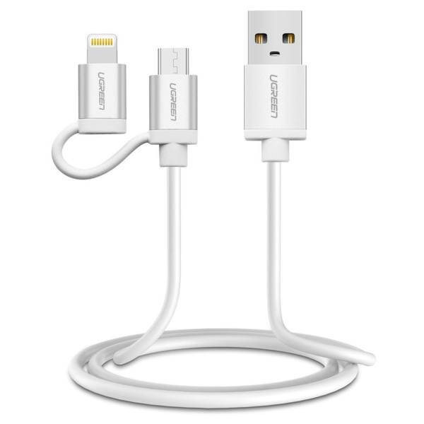 Ugreen US165 USB To Lightning And microUSB Cable 1m، کابل تبدیل USB به لایتنینگ و microUSB یوگرین مدل US165 طول 1 متر