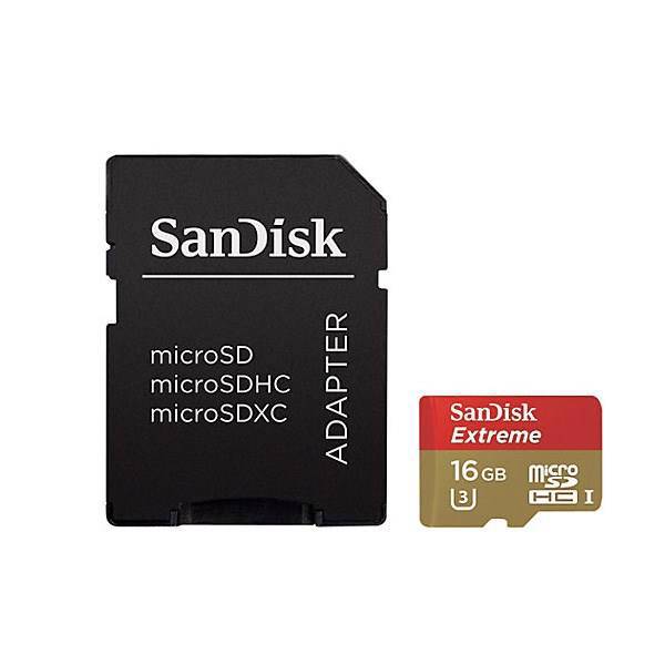 SanDisk Extreme microSDHC UHS-I U3 16GB+adapter، کارت حافظه سن دیسک adapter+MicroSDHC UHS-I U3 16GB