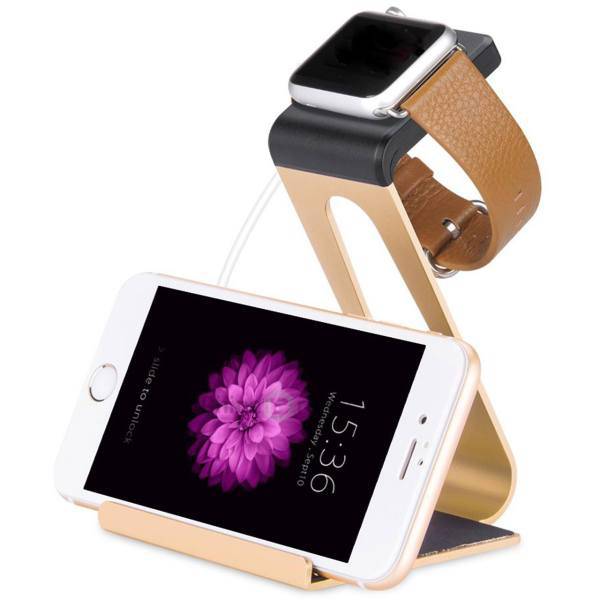 Hoco CPH-15 Aluminium Apple Watch And iPhone Stand، پایه آلومینیومی نگهدارنده اپل واچ و آیفون هوکو مدل CPH-15