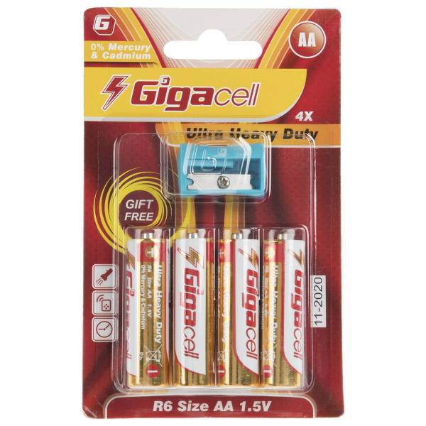 Gigacell Ultra Heavy Duty AA Battery Pack of 4، باتری قلمی گیگاسل مدل Ultra Heavy Duty بسته 4 عددی