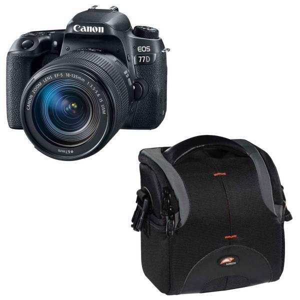 Canon EOS 77D Digital Camera With 18-135mm USM Lens and Safrotto H-201 Camera Bag، دوربین دیجیتال کانن مدل EOS 77D به همراه لنز 18-135 میلی متر USM و کیف دوربین سافروتو مدل H-201